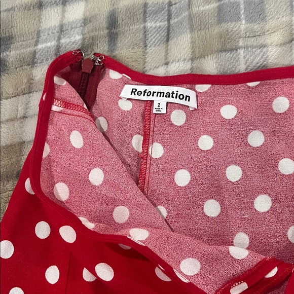 Reformation Red Polka Dot Zoe Skirt - Picture 2 of 5